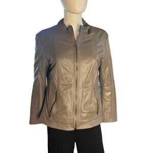 VERA PELLE Grey Taupe Soft Italian Leather Jacket Size XL